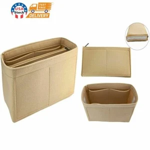 Multi-Pocket Felt Purse Handbag Organizer Insert Storage Tote Shaper Liner Bag - Picture 1 of 11