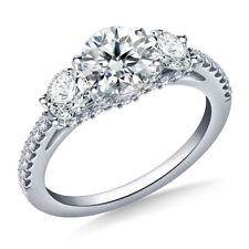 Neues Angebot3 Stein 3.51ct in Weiss Rund Moissanite Diamant Verlobung Silberring