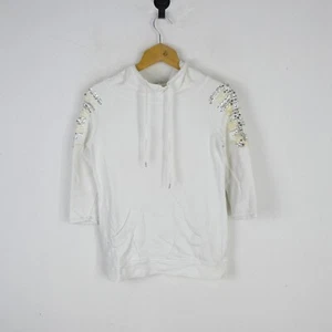 Felpa Donna Pinko Taglia S Cotone Bianco Mezza Manica Hoodie Casual Comodo Woman - Imagen 1 de 4
