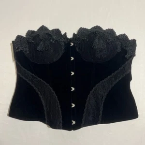 Punk Rave Gothic Lace Up Top Corset Boned Black Velvet Steampunk XL-2XL Womens - Picture 1 of 8