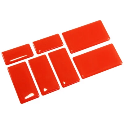 EJ PARTS Set of 7 Red Square Blank Stickers Decal Gloss Domed Gel Resin Self Adhesive