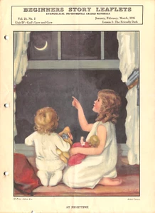 Anfängergeschichtenprospekte Evangelische Kirchenschule 1935 "Nachts" - Bild 1 von 3