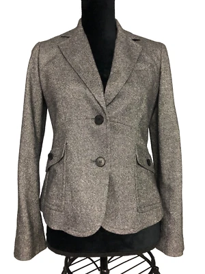 Blazer Talbots Petite Mezcla Lana Gris Jaspeado 4P Forrado Cachemira 2 Botones Foto 1 de 4