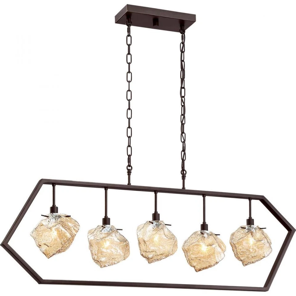 Lámpara de araña lineal de bronce palladiano Quoizel 5 luces E12 42"w X 16h" X 6" MNL542PN Foto 1 de 1