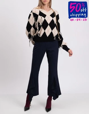 Jersey de cachemir Ballantyne PVP €720 IT40 US4 UK8 S Argyle cuello en V Foto 1 de 4