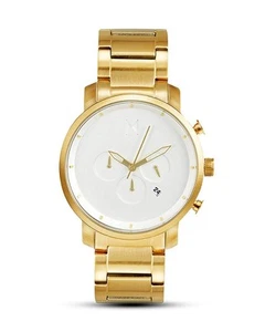 MVMT Chrono White/Gold Herrenuhr mit Edelstahlband 45 MM Quarz Stoppuhr Datum D- - Picture 1 of 1