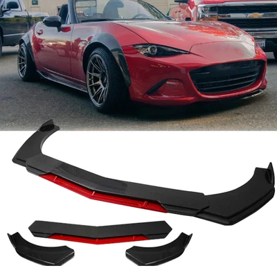 For Mazda MX-5 Miata Front Bumper Lip Spoiler Splitter Body Kit Carbon Fiber Red - Image 1 of 4