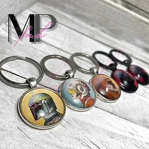 Star Wars Keychain Ring Home Car Truck Pendant Split Ring Accessory Vader Fett - Picture 1 of 10
