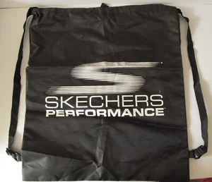 Skechers Promo Nylon Drawstring Backpack Knapsack Bag Black 19" x 16" - Picture 1 of 2