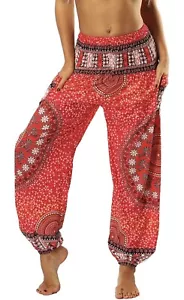 Lu's Chic Stylish Boho Harem Pants Elastic Waist Hippie Yoga Gym Baggy Trousers - Picture 1 of 11
