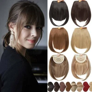 VERO NATURALE frange laterali/ordinate spesse Bang clip in come estensioni capelli umani ROSSO - Foto 1 di 41