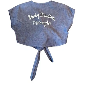 Harley Davidson Tie Front Crop Top Size M - Picture 1 of 7