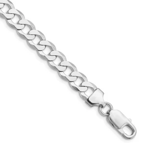 Collar de cadena plana de 8 mm enchapado en rodio de plata esterlina - Imagen 1 de 3