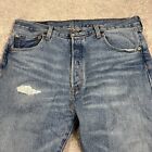 Levis Jeans Mens 34X34 501 93 Vintage Inspired Straight Fit Distressed Blue