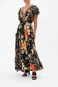 NUEVO $1199 CAMILLA SECRET HISTORY VESTIDO CON VOLANTES CRISTALES DE SEDA - Imagen 1 de 7