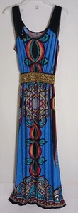 Unbranded Colorful Maxi Sheer Shoulder Elastic Waist Dress Women's Size L - Picture 1 of 9