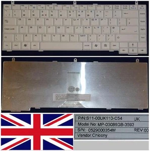 Teclado Qwerty UK MSI VR330 VR330X /LG K1 MP-03086GB-3593 S11-00UK110-054 Blanco - Imagen 1 de 1