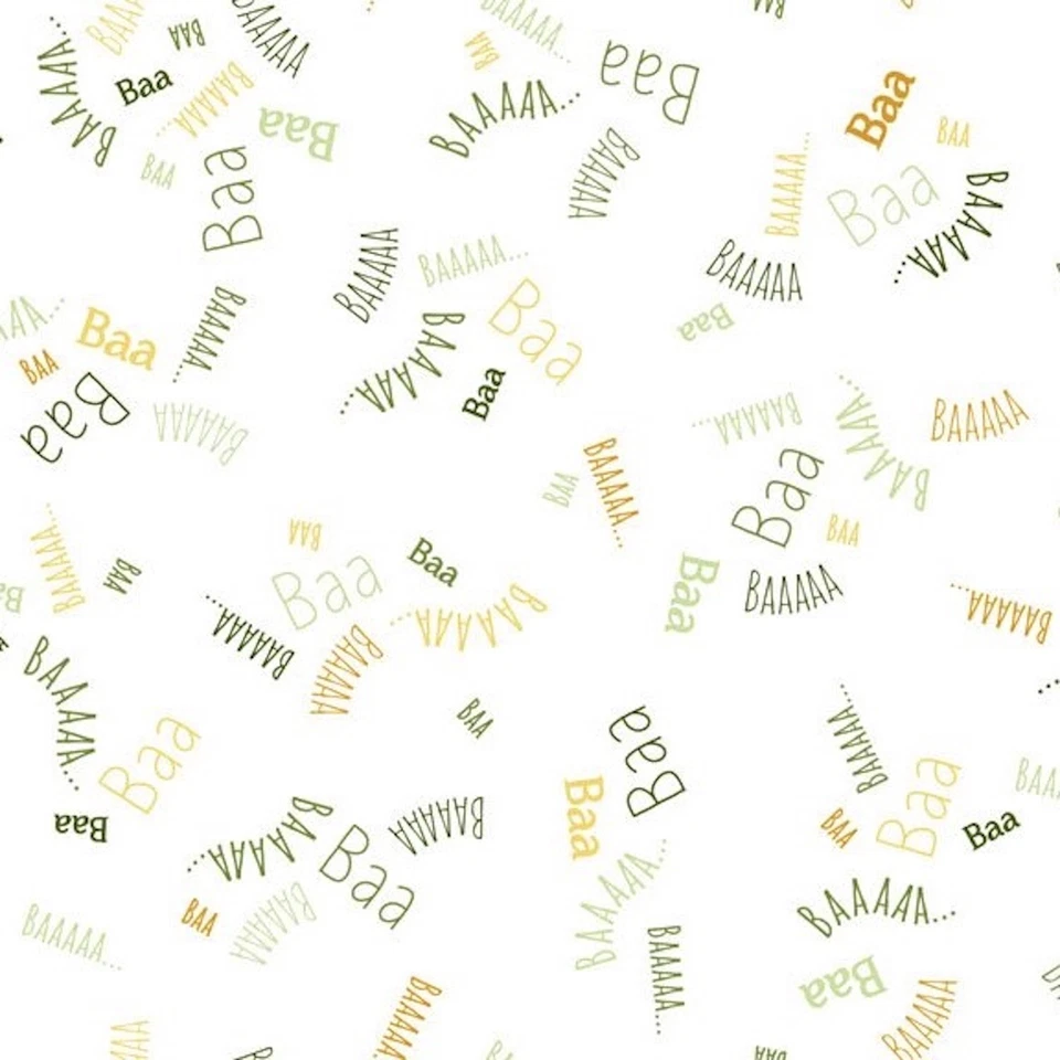 Tela blanca 100 % algodón Sheeps & Peeps Sounds por yarda Foto 1 de 1