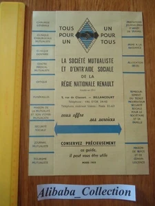  PUB PAPIER RENAULT AUTOMOBILE 1959  personnel régie Société mutualiste - Picture 1 of 4