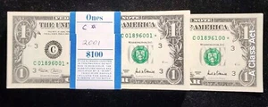 2001 $1 100 Note Star Pack Consecutive Serial #'s Philadelphia. F 1926 C☆. T8713 - Picture 1 of 4