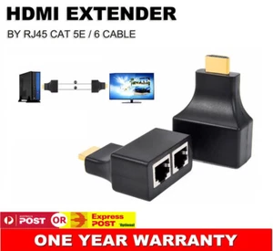 1 Pair HDMI To RJ45 Network Cable Extender Converter Repeater Over CAT-5e CAT6 - Picture 1 of 2