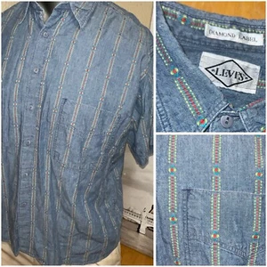 Camisa vintage 1987 80 LEVIS S/S botones XL suroeste nativo americano bojo - Imagen 1 de 10