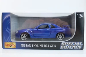 Maisto Special Edition 1:24 Diecast Blue Nissan Skyline R34 GT-R - Picture 1 of 11