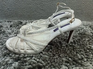 Ralph Lauren Collection White Leather Strappy Stiletto Heels Purple Label Italy - Picture 1 of 9