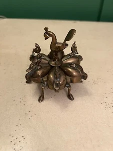 Mughal Persian Peacock Cosmetic Box or Kumkum Box Brass - Picture 1 of 7