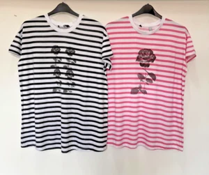 Ladies Ex Yours Plus Size Cotton Bland Stripe T-Shirt Sizes 14 - 40 - Picture 1 of 13
