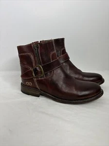 Bed Stu Becca Ankle Boots Women Size 7 Brown Rustic Leather Zip Buckle Flat Heel - Picture 1 of 14