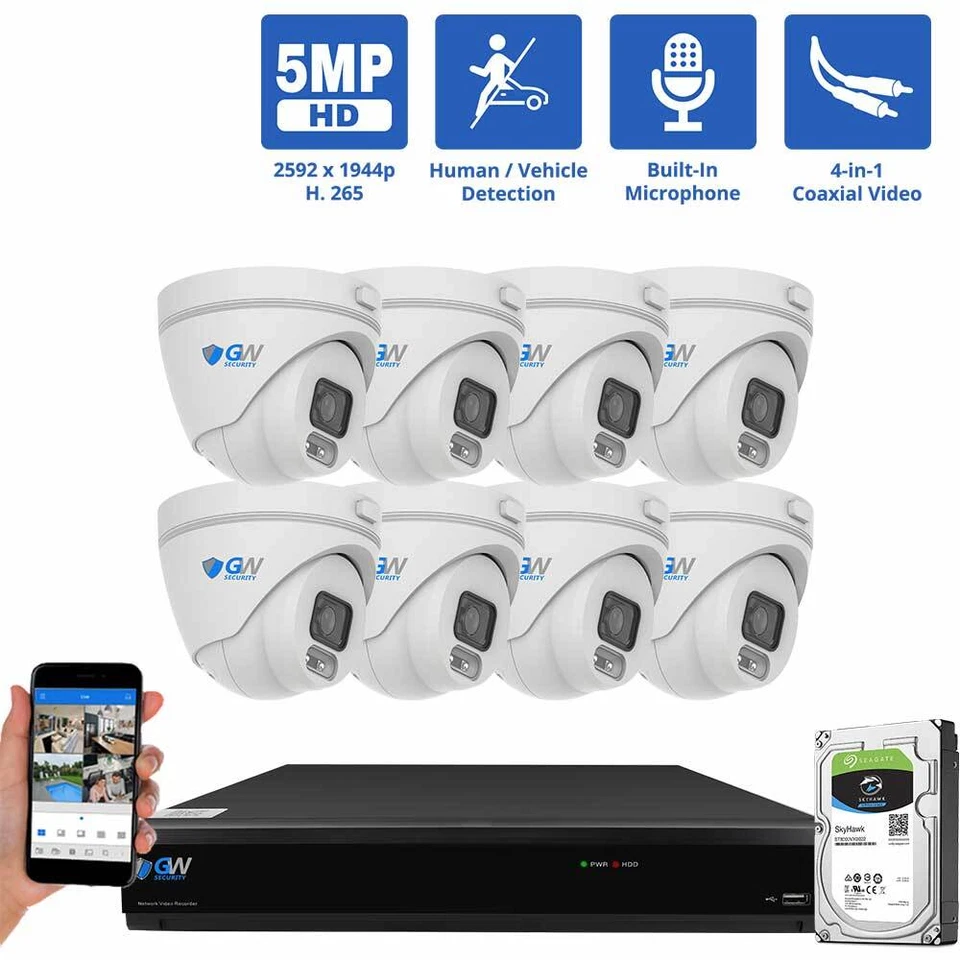 8CH 16CH 5MP CCTV AI DVR Security Camera System - Face/Human/Vehicle AI Detecion