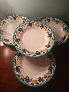 "Juego De Colección De 4 Platos De Cena De Cerámica Italiana Diseño Fruta Vietri Solimene 11""" - Imagen 1 de 8