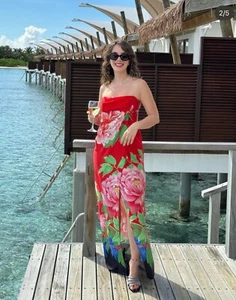 NWT ZARA SS22 WOMAN FLORAL PRINT WRAP PLEATED LONG DRESS 3604/250_XS-M CELEBRITY - Picture 1 of 18