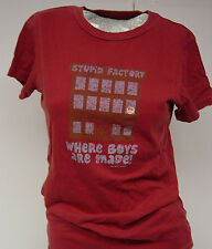 Womens Juniors David & Goliath Stupid Factory Distressed Red Tee T-Shirt 