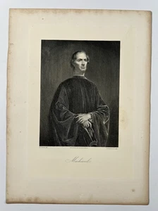 Antiker George Barrie Kupferstich "Machiavel" von G. Jaquemot, Druck 19. Jahrhundert - Bild 1 von 14