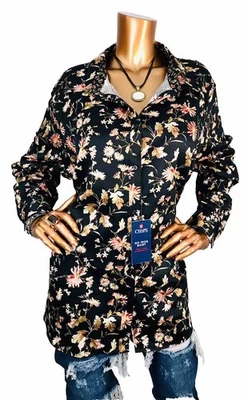 Camisa Chaps by Ralph Lauren 2X Plus Top Floral Sin Hierro Logo Abotonada Larga Slvs Foto 1 de 4