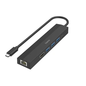 Hama USB-C-Hub Multiport 6 Ports 3x USB-A 3.2, 1x USB-C HDMI 4K 30Hz LAN 5Gbit/s - Bild 1 von 9