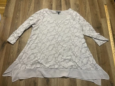 Блузка Simply Vera Vera Wang, женский размер большой, серый, рукав 3/4, текстурированная - Изображение 1 из 4