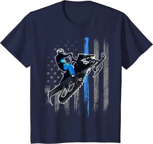 American Flag Snowmobile Riding Gift Sweet Car Gift Youth Unisex T-shirt - Picture 1 of 3