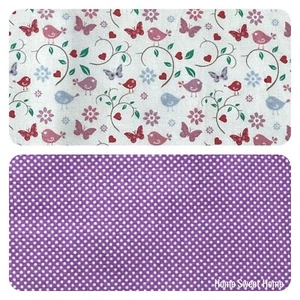 1/2 Meter - Pink Birds Butterflies Lilac Pin Spot 100% Cotton Fabric 150cm Wide - Picture 1 of 3