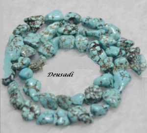 Pepitas de Turquesa 6-10 MM Collar 100% Real Natural Preciosas Cuentas Sueltas - Imagen 1 de 3