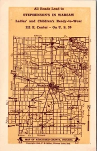 All Roads Lead to Stephenson's In Warsaw Indiana Postcard - Picture 1 of 2