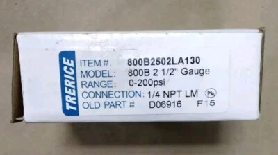 Trerice 800B2502LA130 Utility Gauge, 2.5" dial, 0 to 200 psi, 1/4" NPT F73 - Image 1 of 2