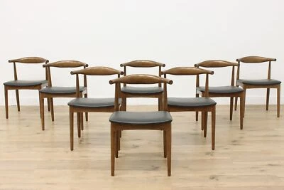 Set of 8 Vintage Ash Midcentury Modern Dining Game Chairs #54346 - Image 1 of 4