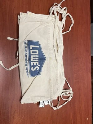 6 Vintage Lowe's Cloth 2 Pouch Waist Apron Nail/Tool Bag Cotton White - Image 1 of 3