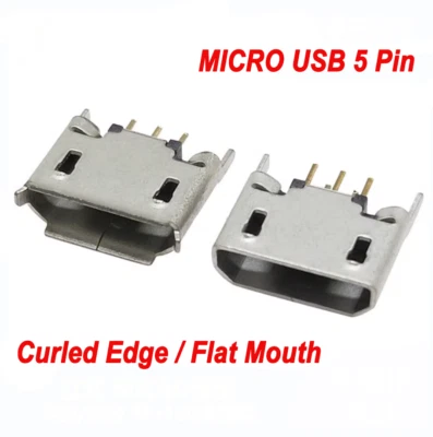 Micro USB Type B Female Connector DIP Socket Vertical 180° 5 Pin 2 Legs MK5P - Image 1 of 4