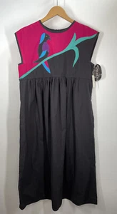 VTG 80s Oscar De La Renta Lounge Dress Pockets Cotton NWT SZ 12 - Picture 1 of 9