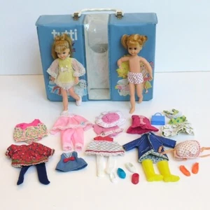 Vtg Mattel Babie's Sister Tutti Swing a Ling & Buffy Doll + Clothing & Play Case - Picture 1 of 16