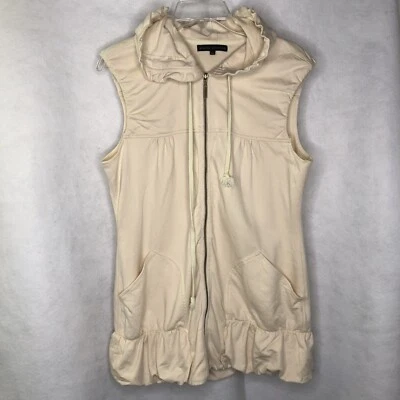 Miss Me Collection Hoodie Women L cream Beige Tunic Sleeveless full zip - Image 1 of 4
